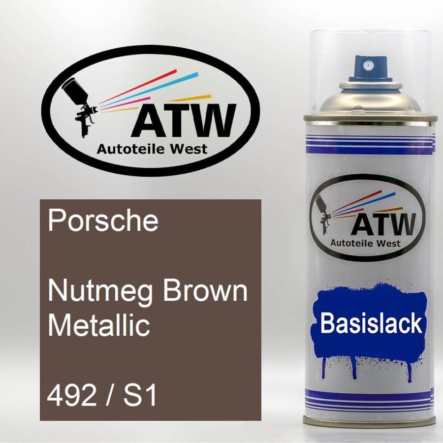 Porsche, Nutmeg Brown Metallic, 492 / S1: 400ml Sprühdose, von ATW Autoteile West.